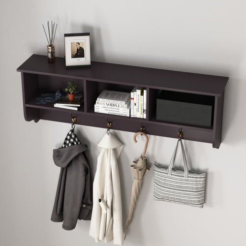 Entryway Organizer Shelf with Coat Hooks