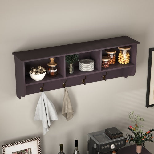 Entryway Organizer Shelf with Coat Hooks