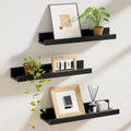 Modern Floating Wall Shelves - Set of 3 Picture Ledges