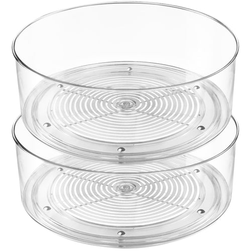 2 Pack Rotating Lazy Susan Organizer | Clear Pantry & Cabinet Storage