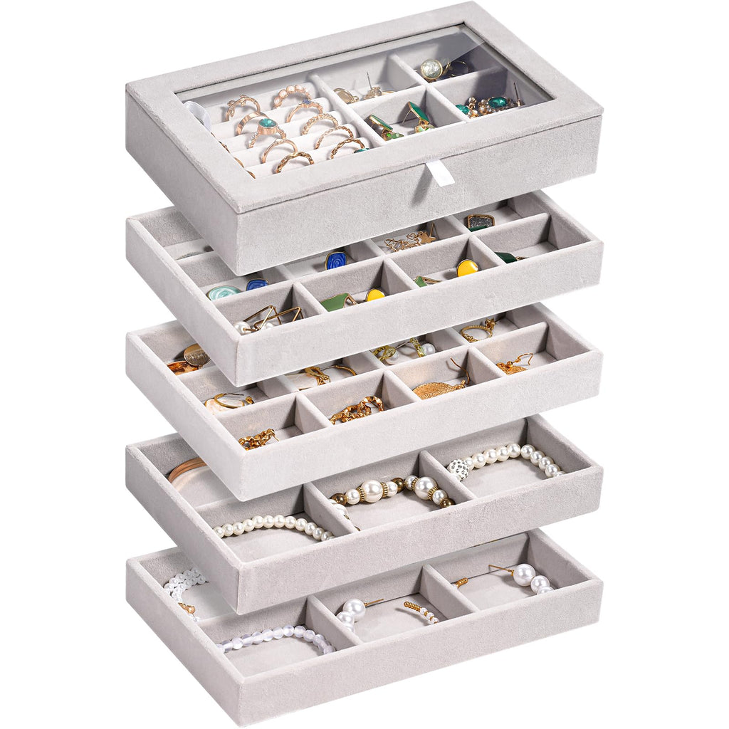 5-Tier Stackable Velvet Jewelry Organizer