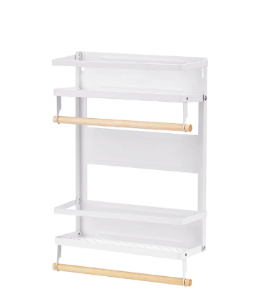 Magnetic Kitchen Storage Rack with Paper Towel Holder | Refrigerator Organizer