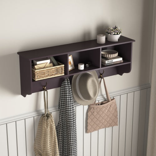 Entryway Organizer Shelf with Coat Hooks