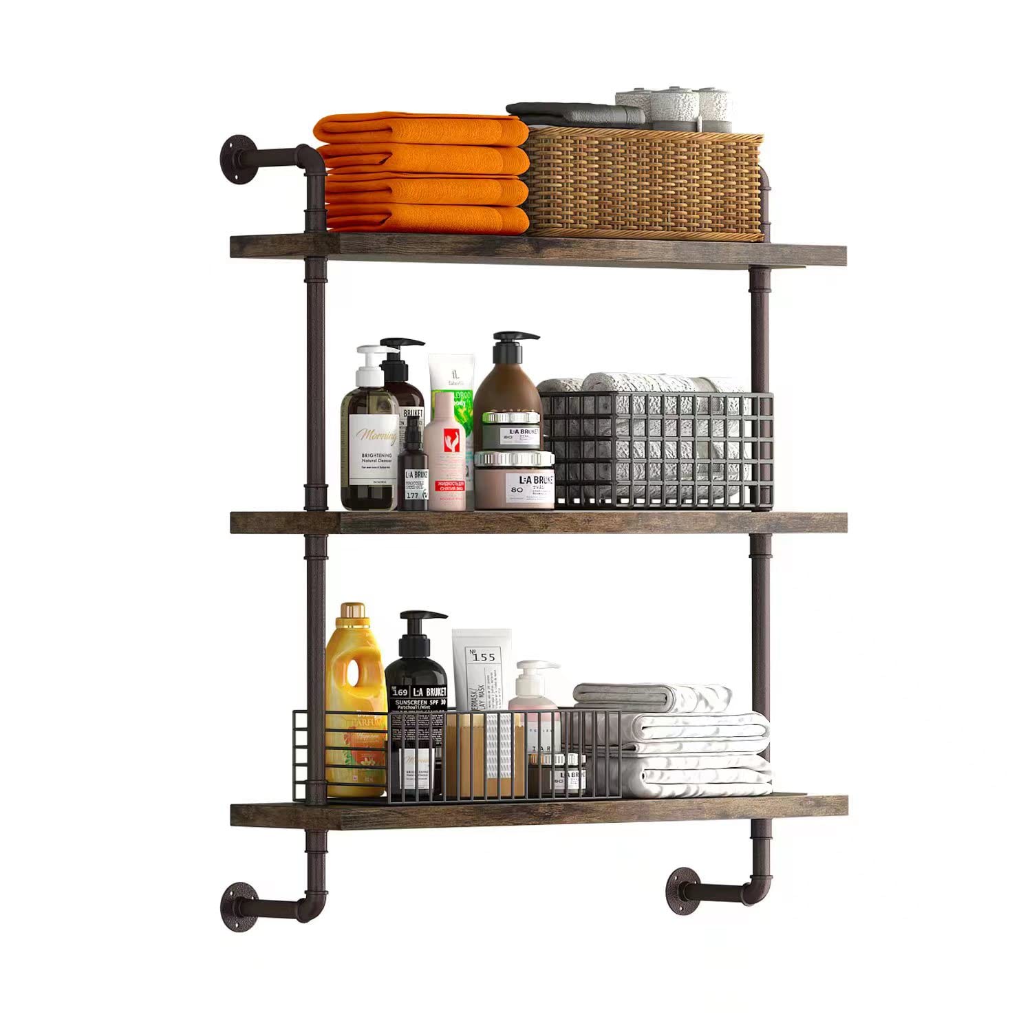 3-Tier Rustic Wall-Mounted Storage Shelf | Floating Organizer