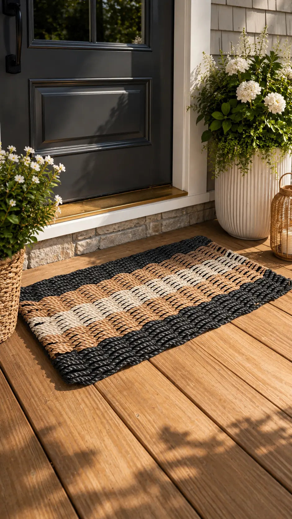 Lobster Rope Doormat in Black, Brown & Tan