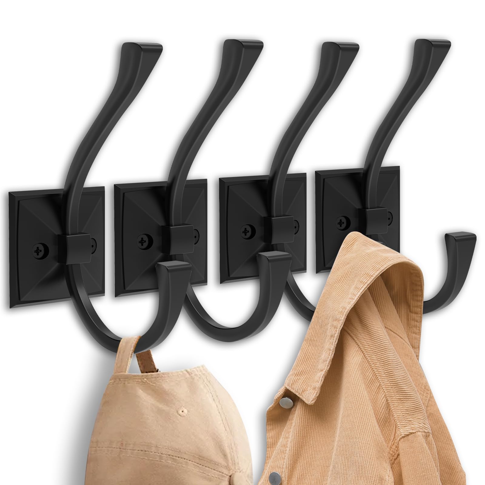 Heavy-Duty Wall Hooks (Set of 4)
