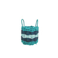 Coastal Five-Stripe Rope Storage Basket - Teal, Navy & Seafoam