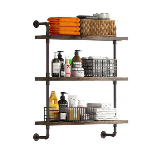 3-Tier Rustic Wall-Mounted Storage Shelf | Floating Organizer