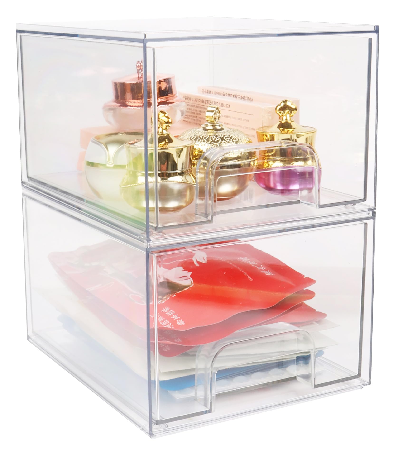 Clear Stackable Storage Drawers | 2-Pack Acrylic Organizer
