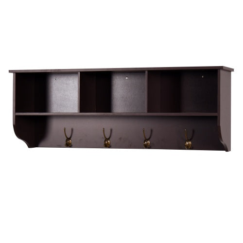 Entryway Organizer Shelf with Coat Hooks