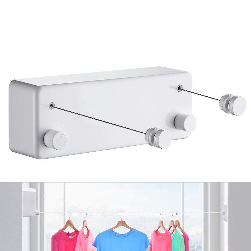 Retractable Wall-Mounted Clothesline | Space-Saving Indoor & Outdoor Laundry Drying Rack