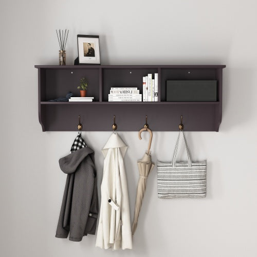 Entryway Organizer Shelf with Coat Hooks