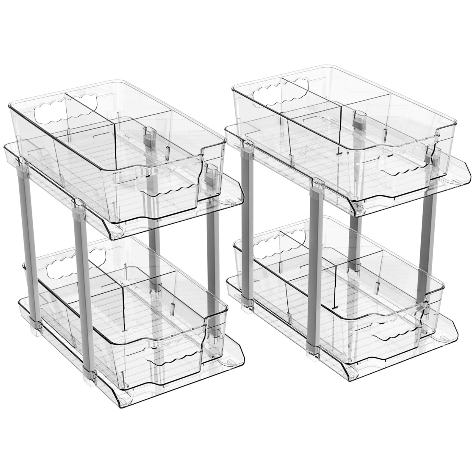 Premium Clear Pull-out Cabinet Organizers (Set of 2)