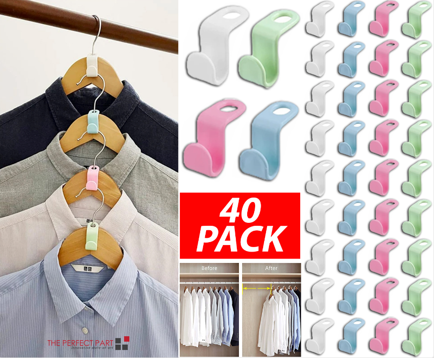 Closet Space Saving Connector Hooks | 40 Pack