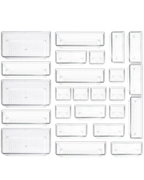 25 Piece Clear Drawer Organizer Set | Customizable Storage Trays