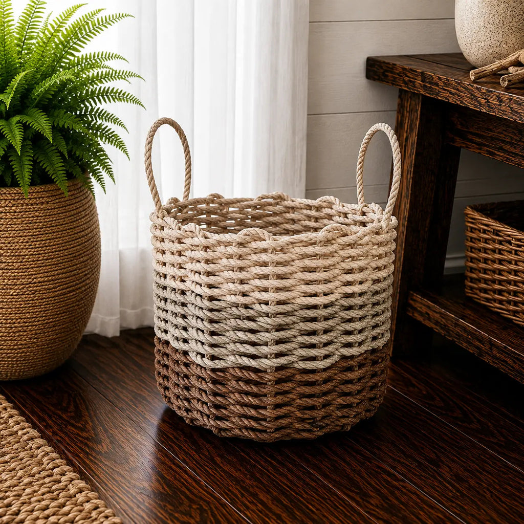 Brown, Tan & Light Tan Ombre Rope Basket