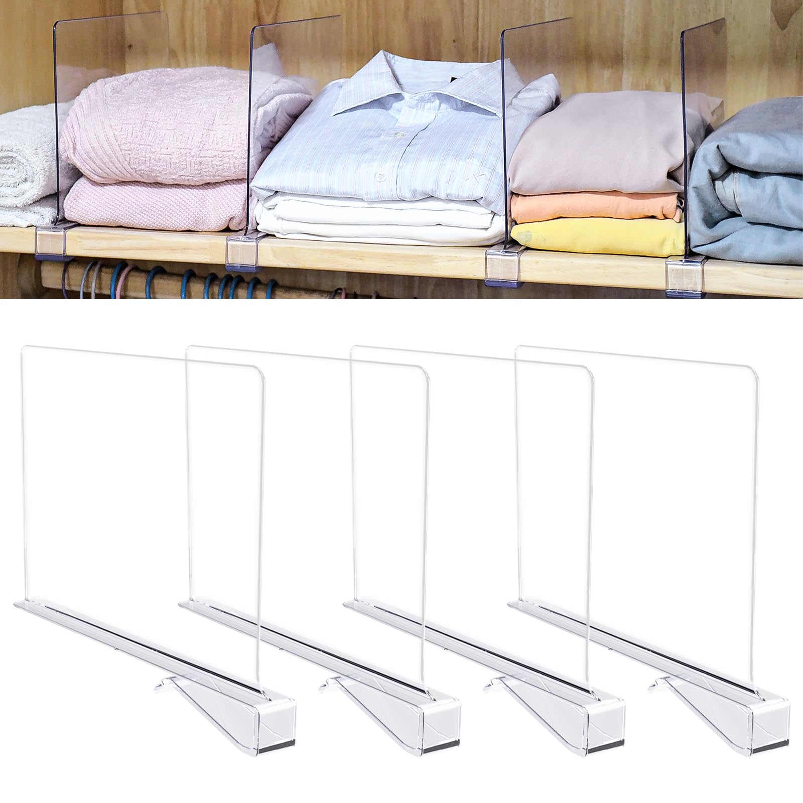 Clear Closet Shelf Dividers (4-Pack)