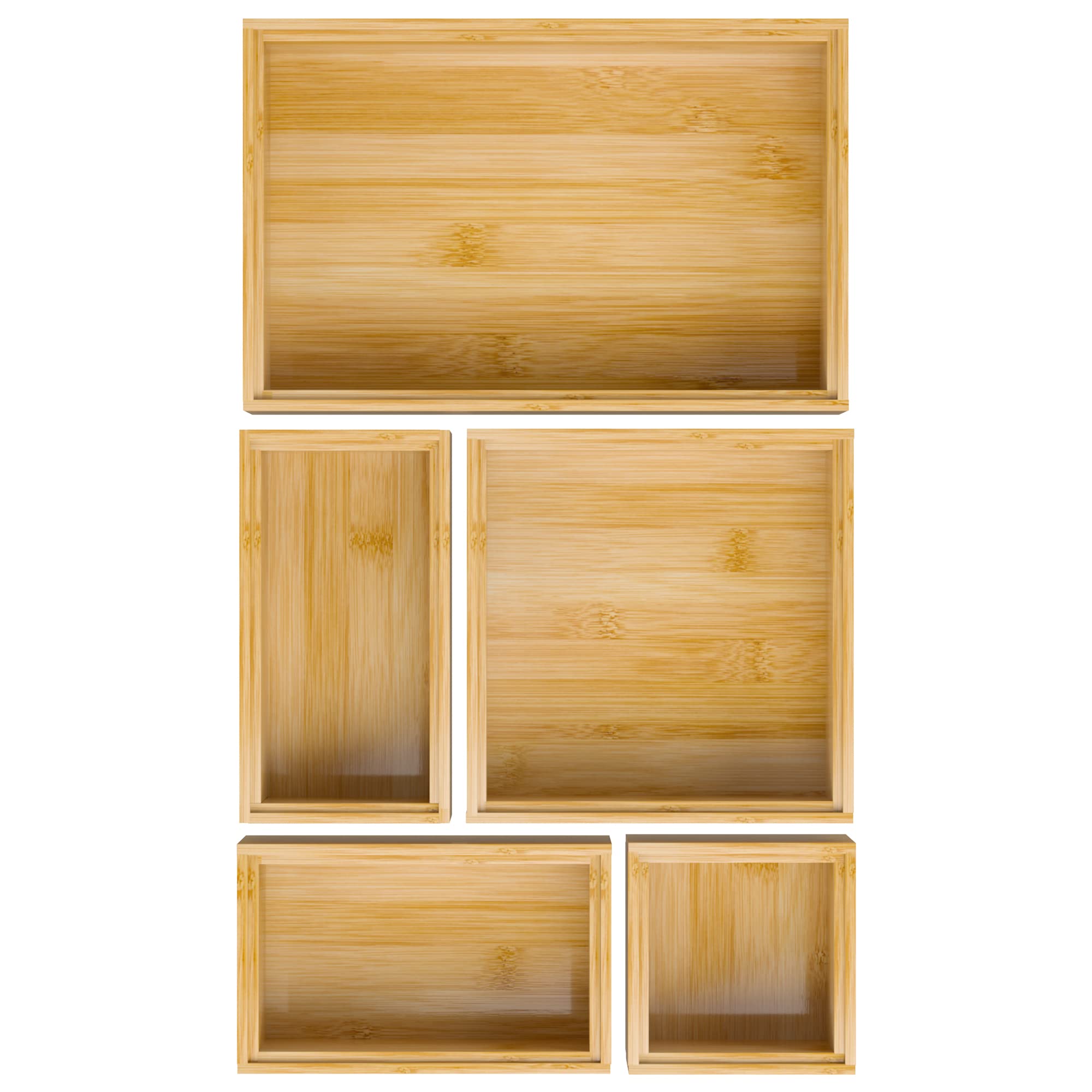 Bamboo Drawer Organizer Set | Stackable Storage Trays for Every Room