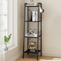 Industrial Ladder Shelf | Slim 4-Tier Storage Bookcase with Hooks