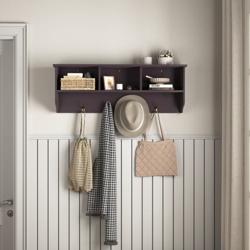 Entryway Organizer Shelf with Coat Hooks