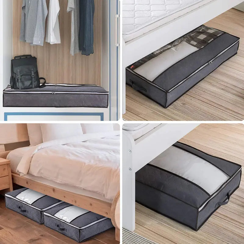 2pcs Large Underbed Storage Bags For Clothes & Blankets