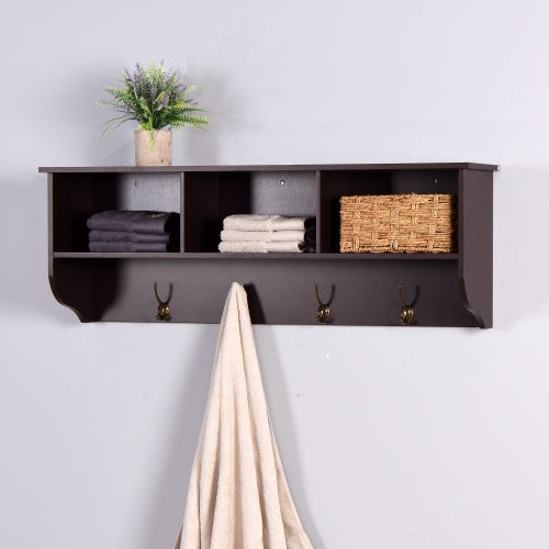 Entryway Organizer Shelf with Coat Hooks
