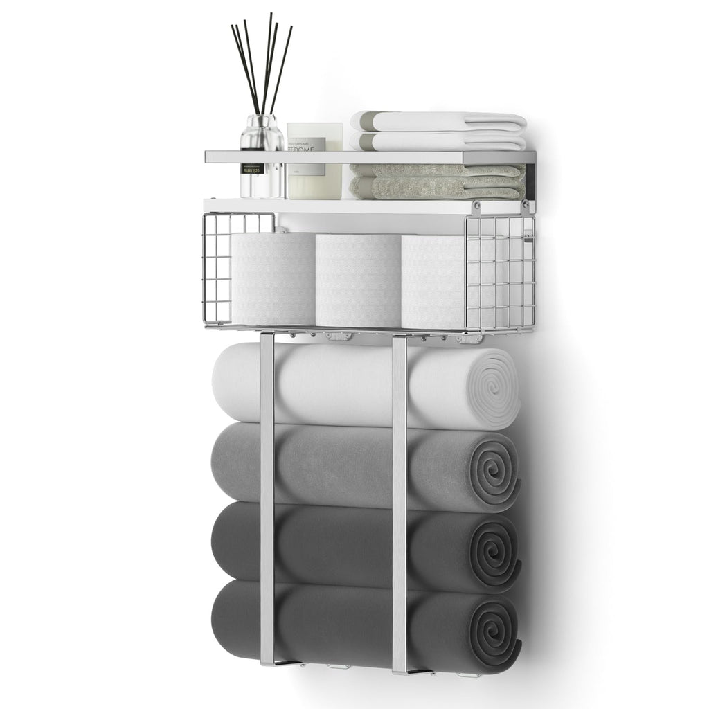 Bathroom Space Saver | Towel Rack with Storage