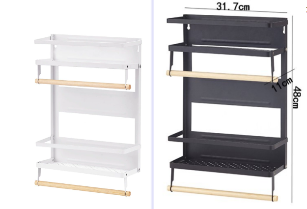 Magnetic Kitchen Storage Rack with Paper Towel Holder | Refrigerator Organizer