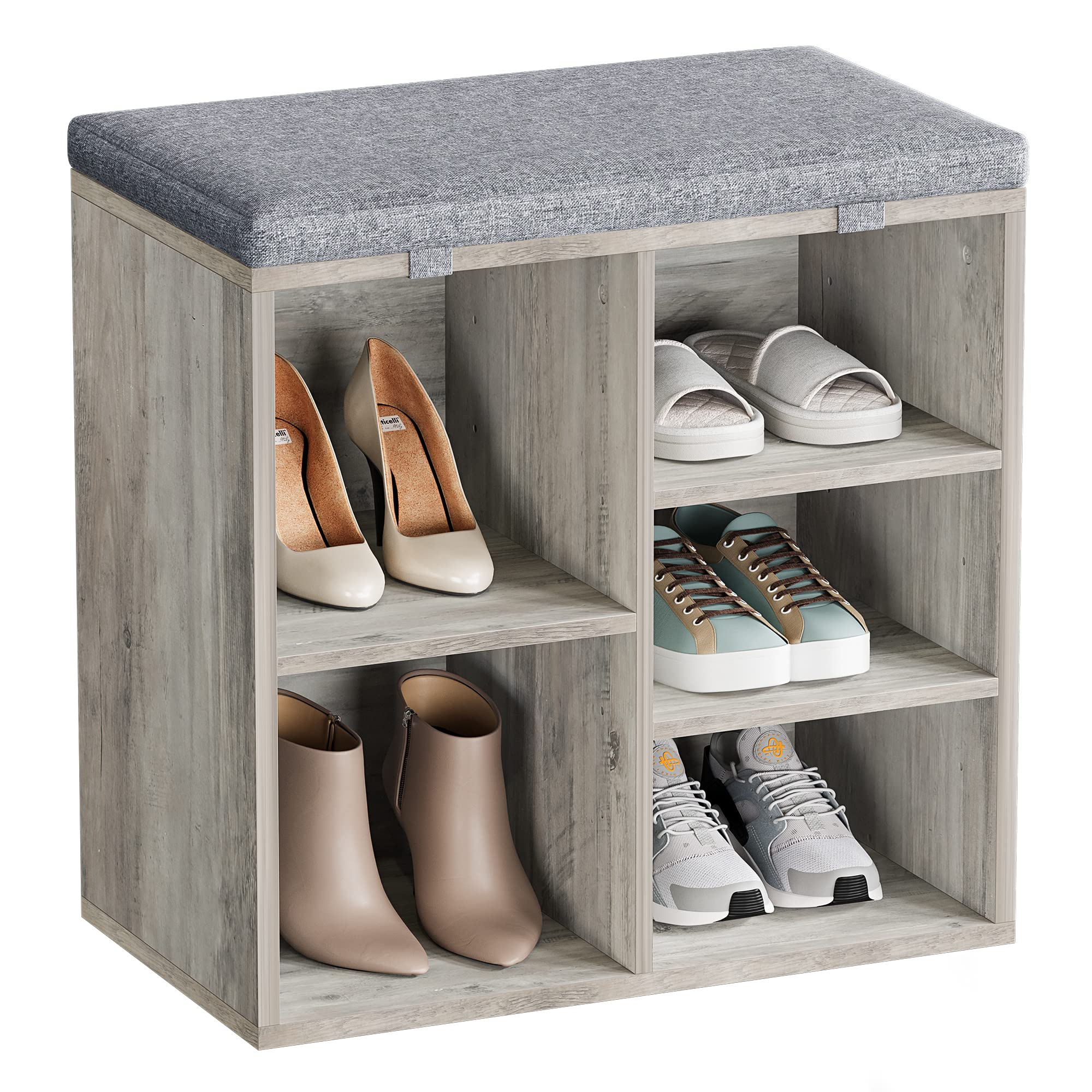 Modern Entryway Shoe Storage Bench with Cushioned Seat