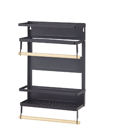 Magnetic Kitchen Storage Rack with Paper Towel Holder | Refrigerator Organizer