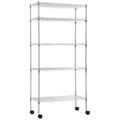 5-Tier Heavy-Duty Rolling Storage Shelf | Adjustable Metal Wire Shelving Unit