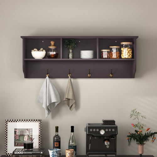 Entryway Organizer Shelf with Coat Hooks